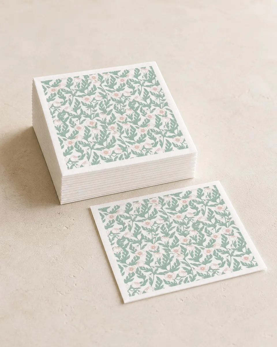 This is a 4¾" x 4¾" Wedding Napkin called Vintage Dream printed in full color