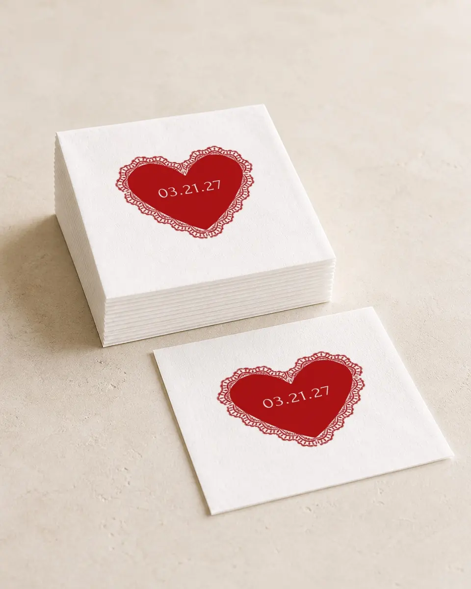 This is a 4¾" x 4¾" Wedding Napkin called Elevated Vegas printed in full color