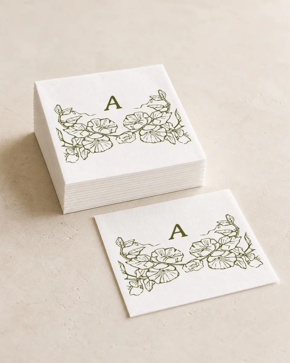 This is a 4¾" x 4¾" Wedding Napkin called Vintage Chinoiserie printed in full color