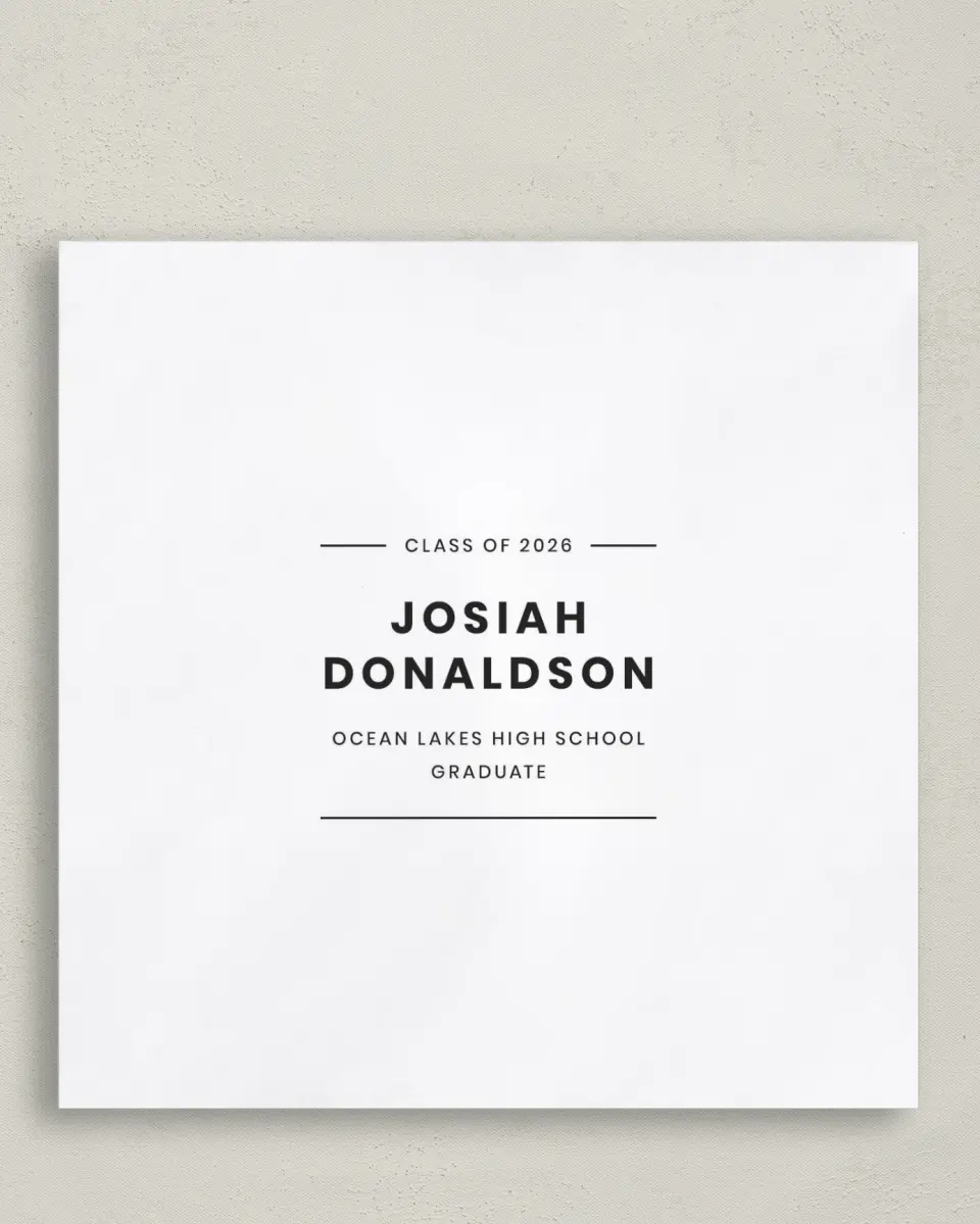 This is a 6½" x 6½" Graduation Napkin called Simple Stroll printed in full color