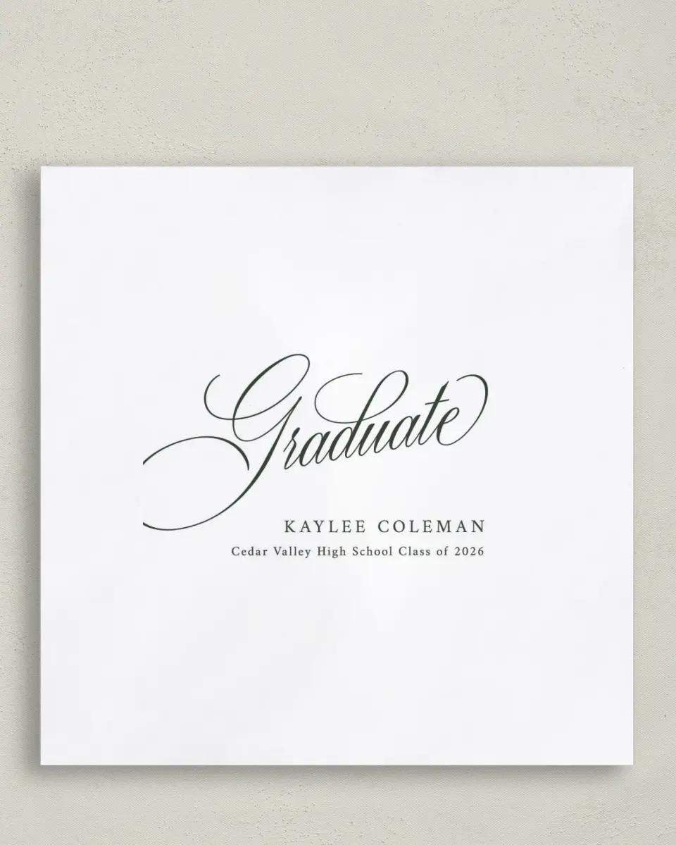 This is a 6½" x 6½" Graduation Napkin called Grand Flourish printed in full color