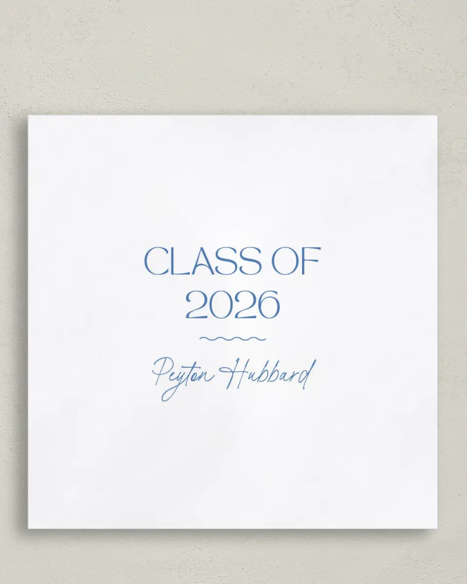 This is a 6½" x 6½" Graduation Napkin called Modern Montage printed in full color