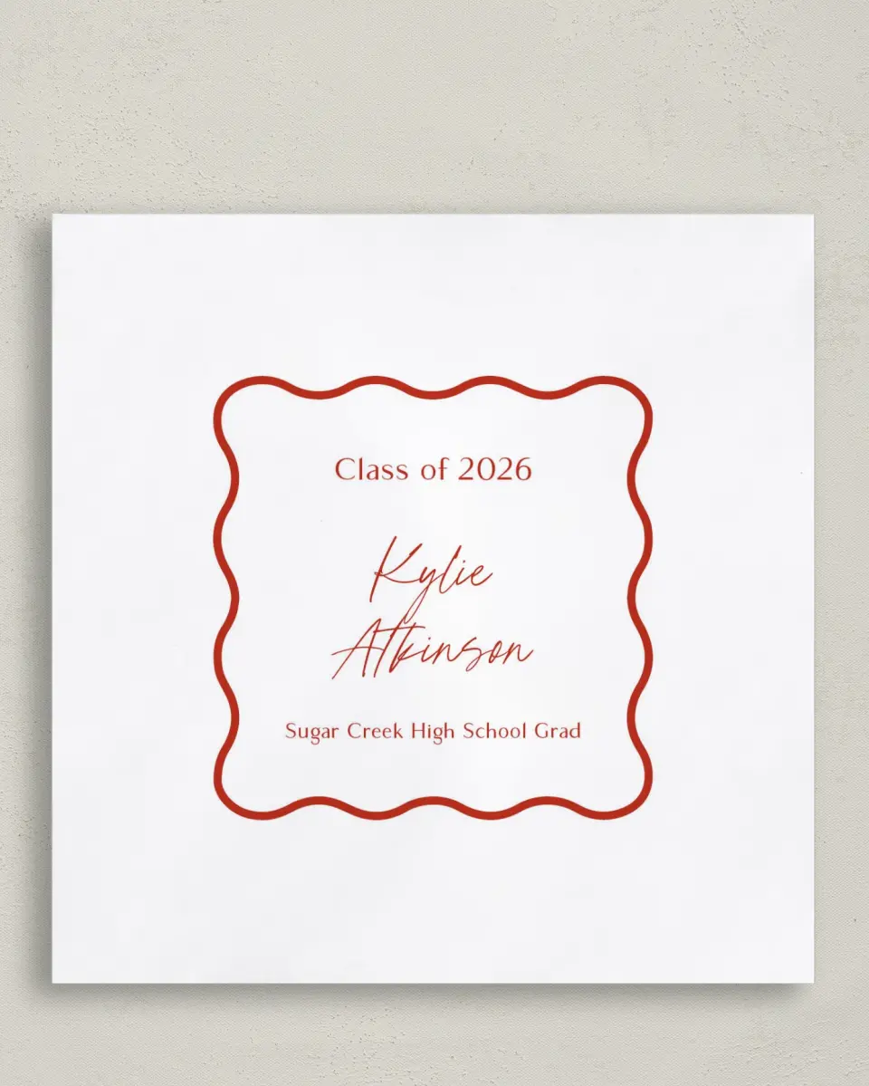 This is a 6½" x 6½" Graduation Napkin called Unwavering Spirit printed in full color
