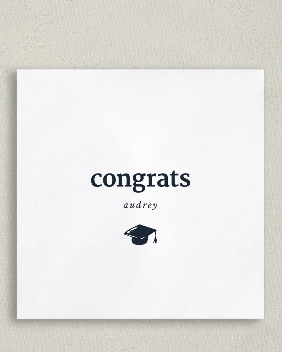 This is a 6½" x 6½" Graduation Napkin called Framed Triumph printed in full color