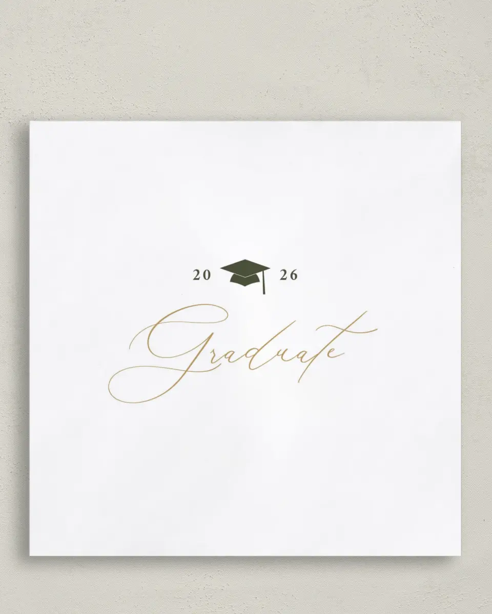 This is a 6½" x 6½" Graduation Napkin called Mature Minimalist printed in full color