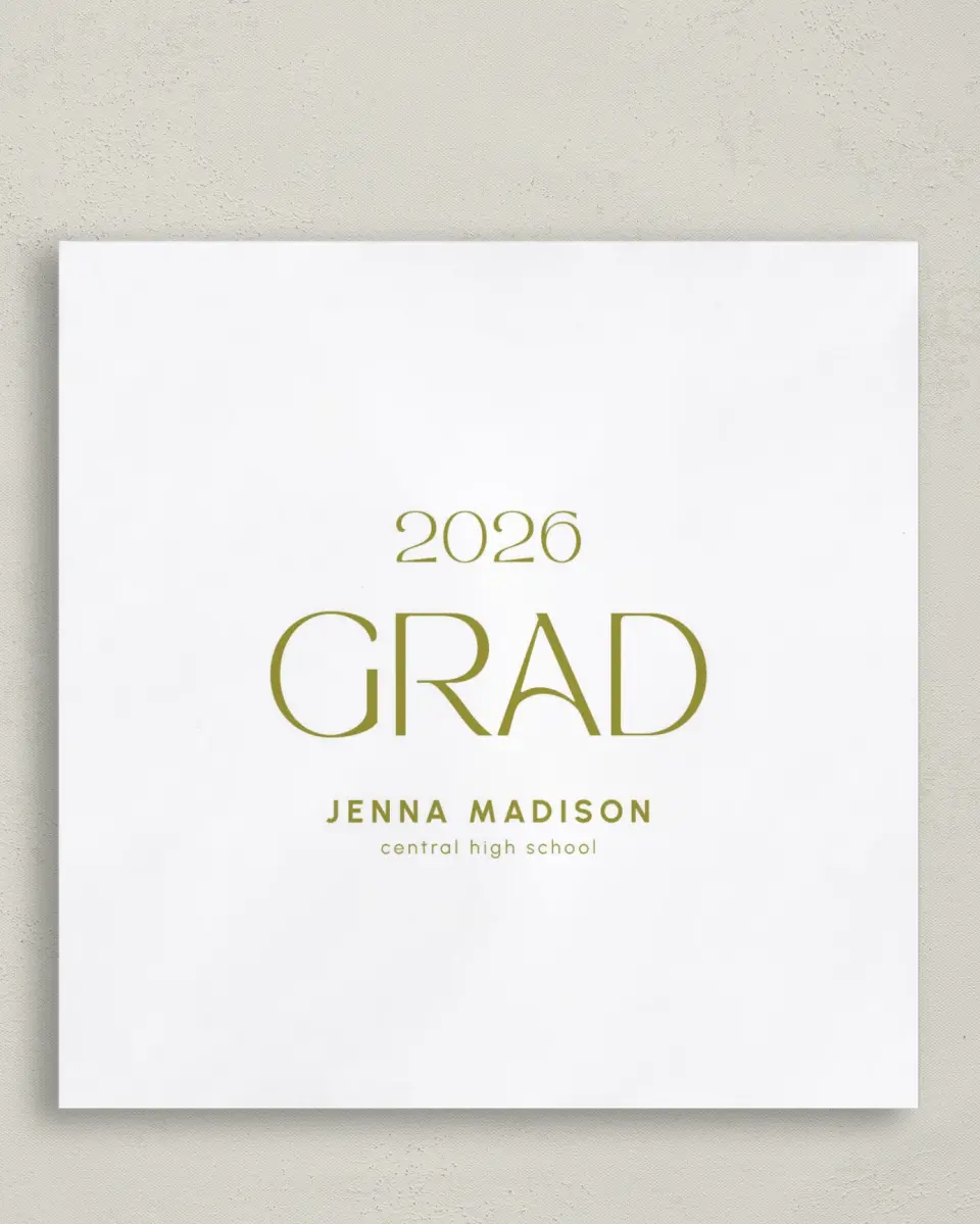 This is a 6½" x 6½" Graduation Napkin called Only the Beginning printed in full color