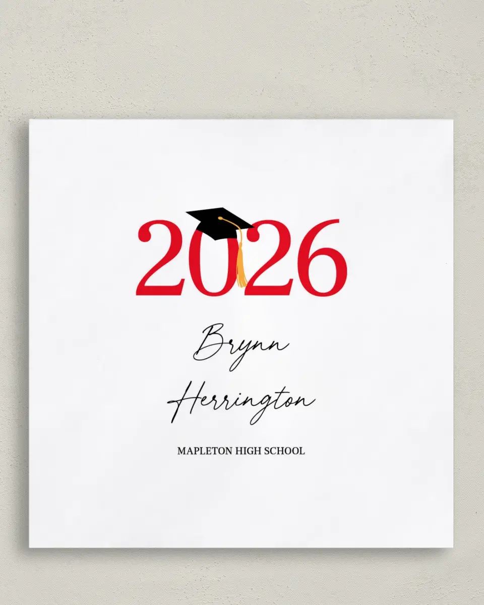 This is a 6½" x 6½" Graduation Napkin called True Success printed in full color