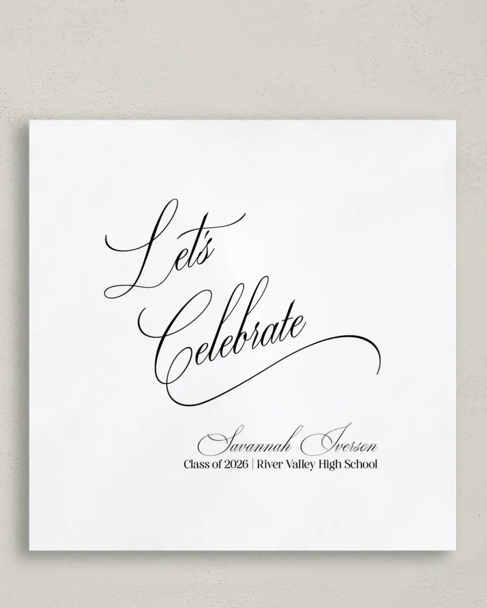 This is a 6½" x 6½" Graduation Napkin called Smart & Classy printed in full color