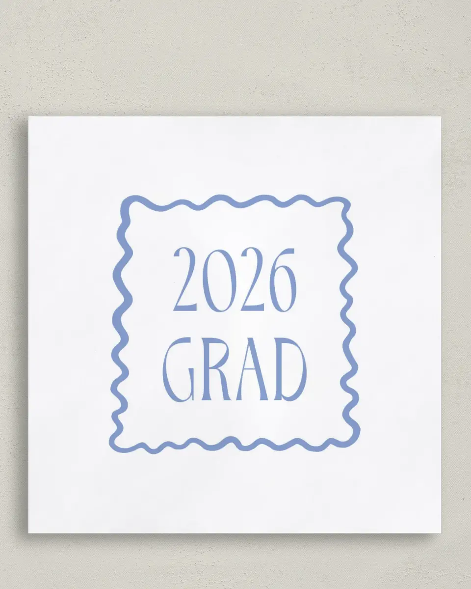 This is a 6½" x 6½" Graduation Napkin called Funky Colorful Cute printed in full color
