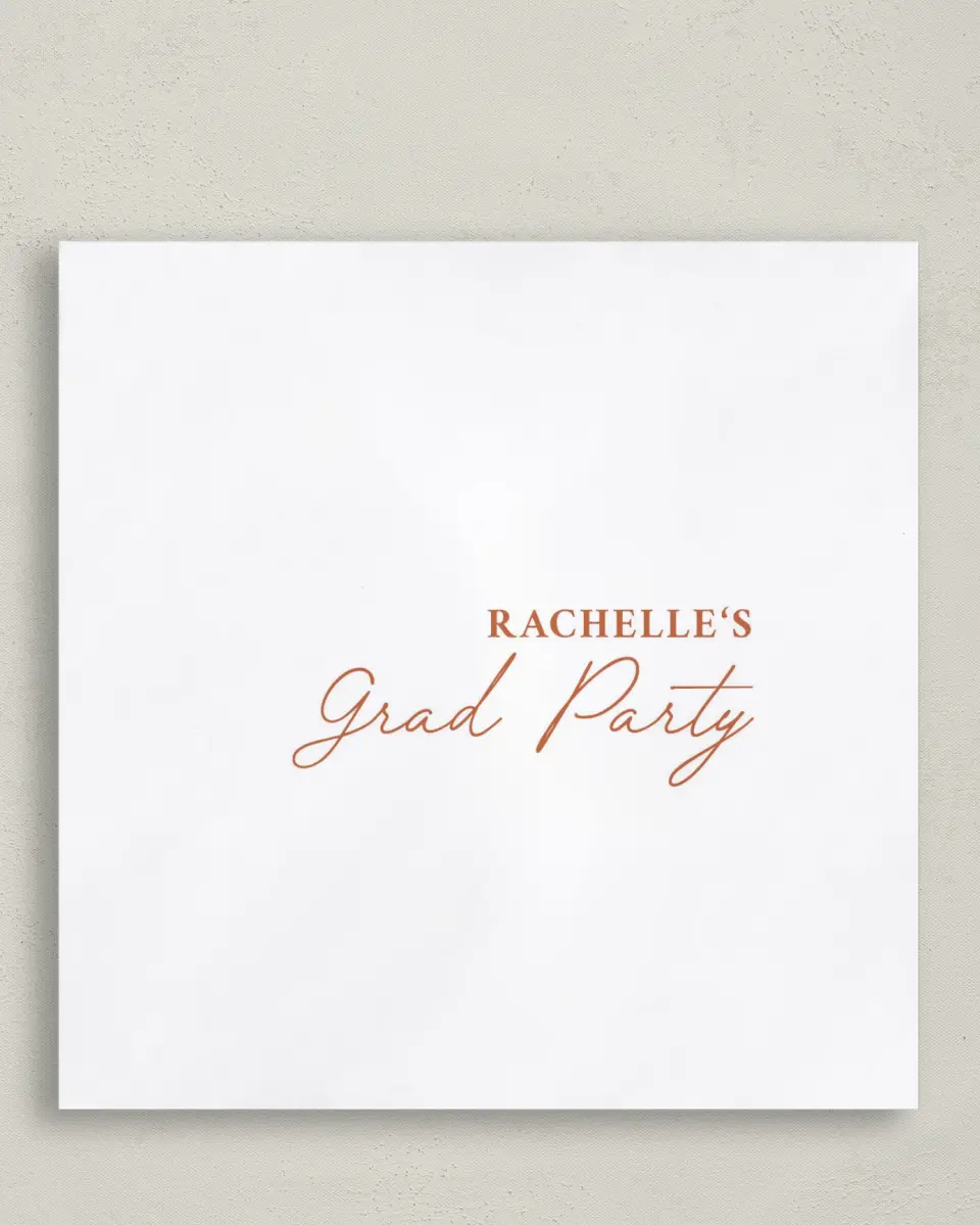 This is a 6½" x 6½" Graduation Napkin called Wholesome Grad printed in full color