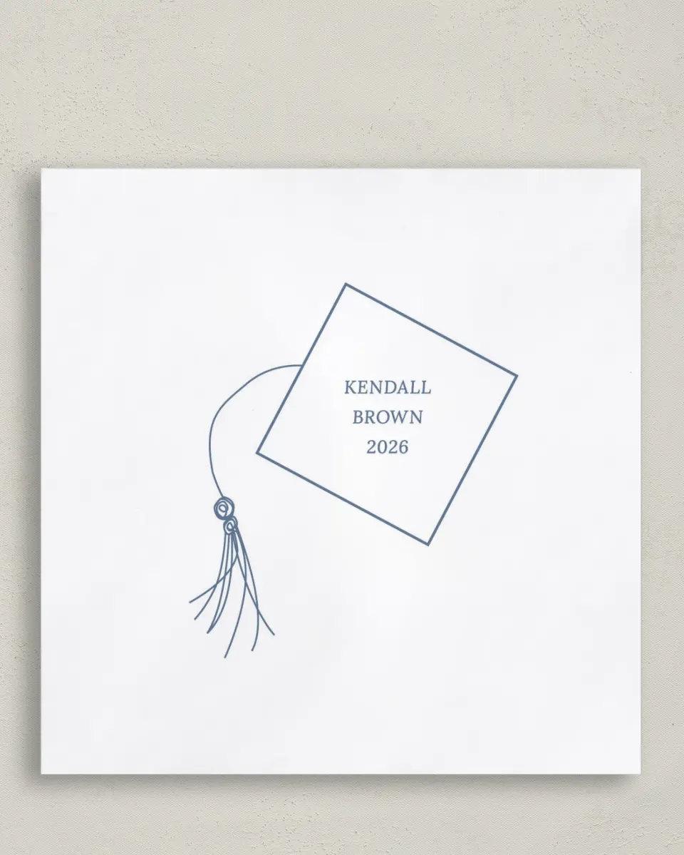 This is a 6½" x 6½" Graduation Napkin called Graduation Art printed in full color
