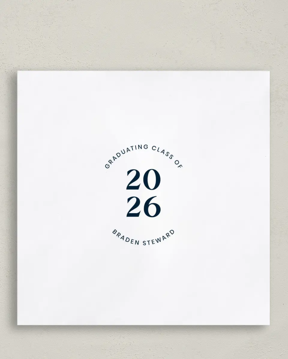 This is a 6½" x 6½" Graduation Napkin called Sporty Grad printed in full color
