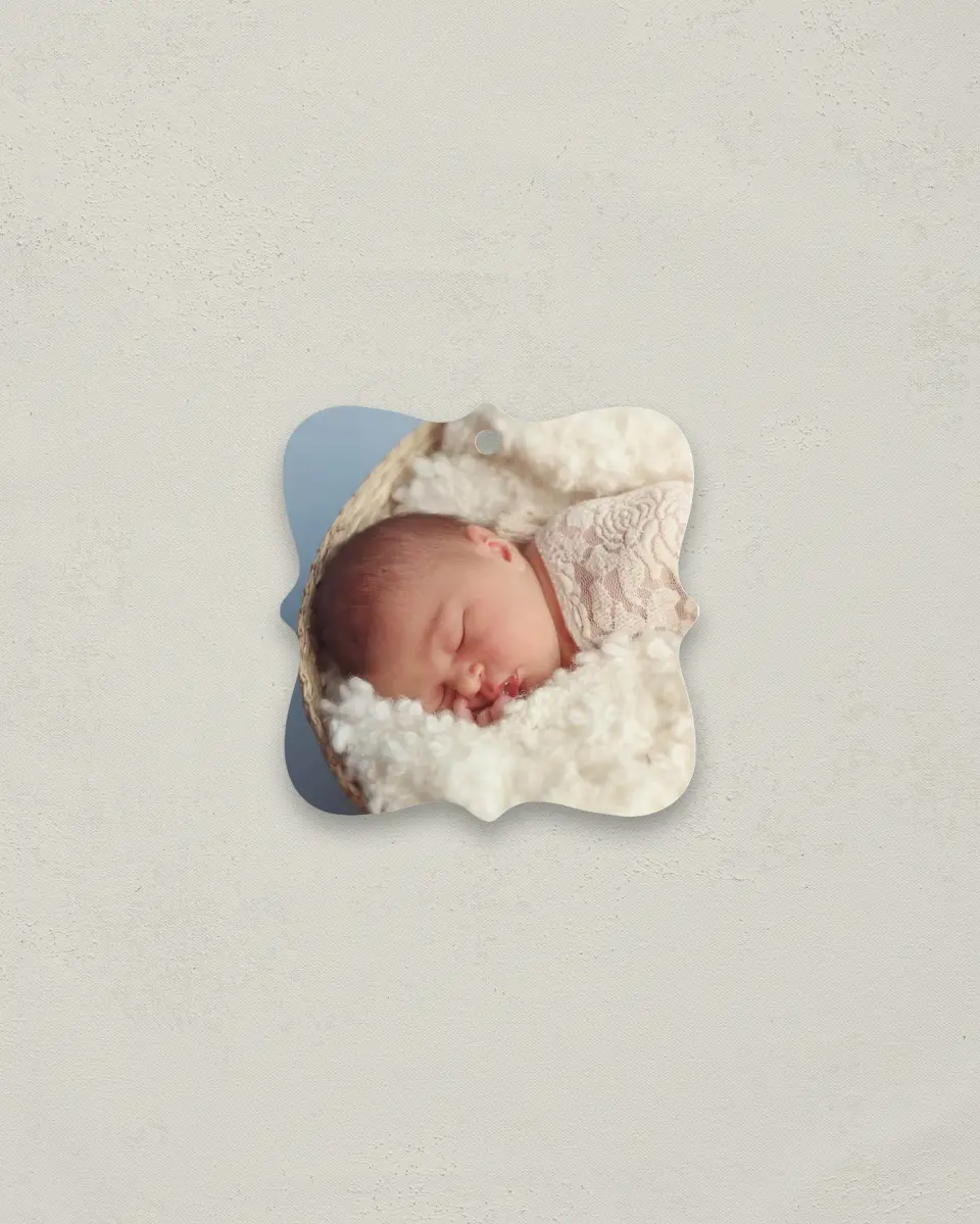 This is a 3" x 3" Metal Ornament called Full Photo printed in full color
