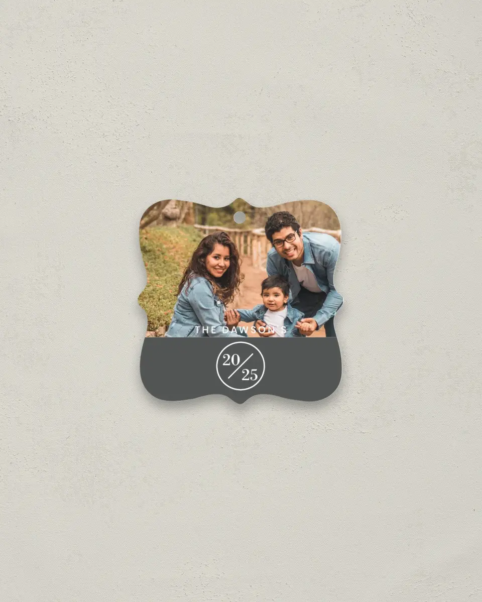 This is a 3" x 3" Metal Ornament called Full Photo with Color Bar printed in full color
