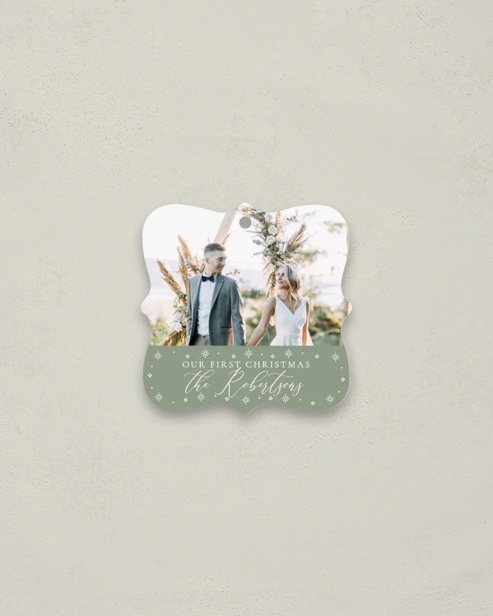 This is a 3" x 3" Wedding Metal Ornament called Elegant & Married printed in full color