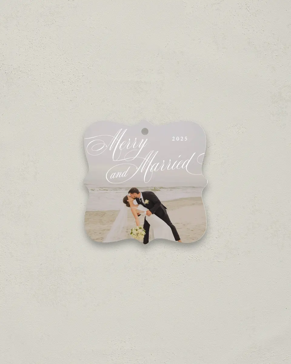 This is a 3" x 3" Wedding Metal Ornament called Grand Holiday printed in full color