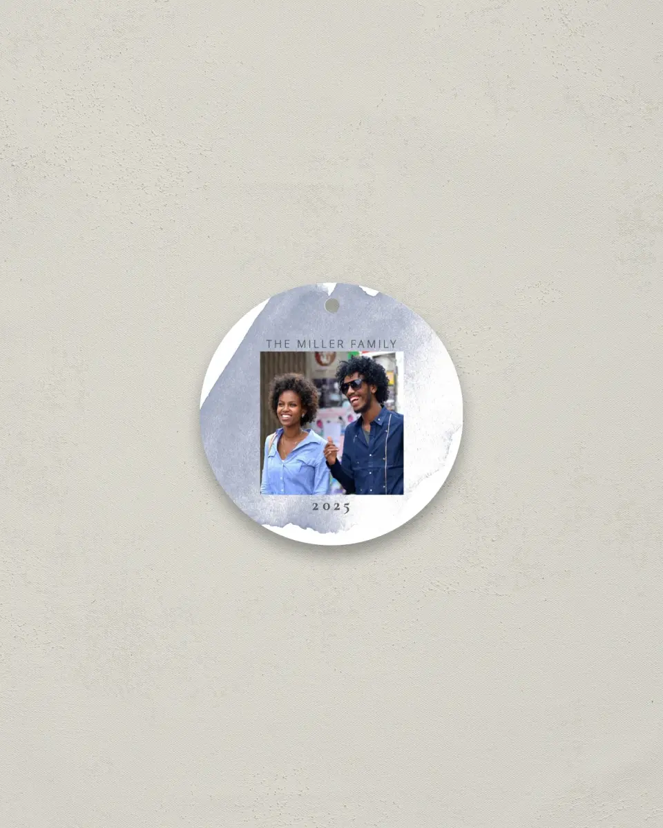 This is a 2¾" x 2¾" Wedding Metal Ornament called Full Photo with Watercolor printed in full color