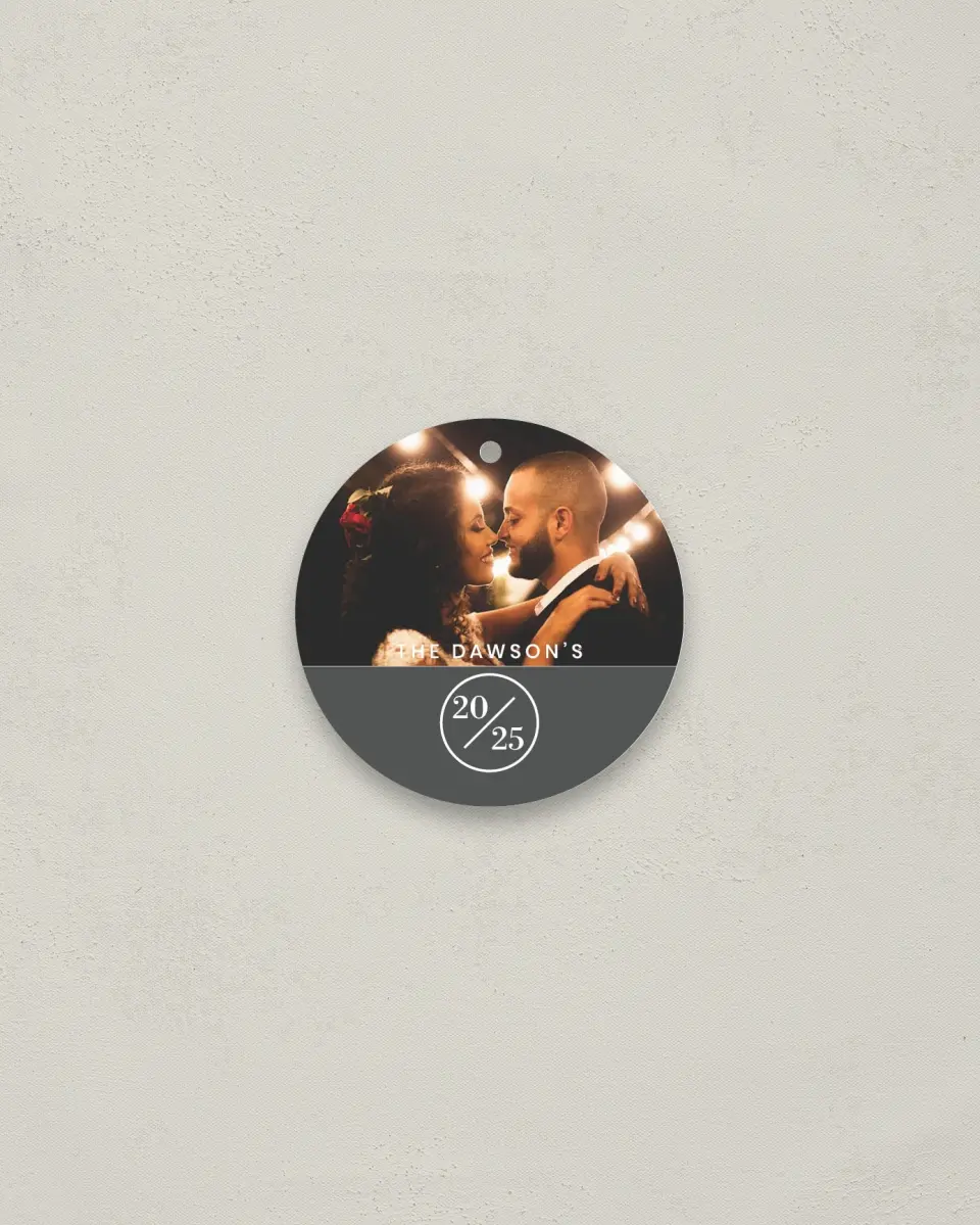 This is a 2¾" x 2¾" Wedding Metal Ornament called Full Photo with Color Bar printed in full color