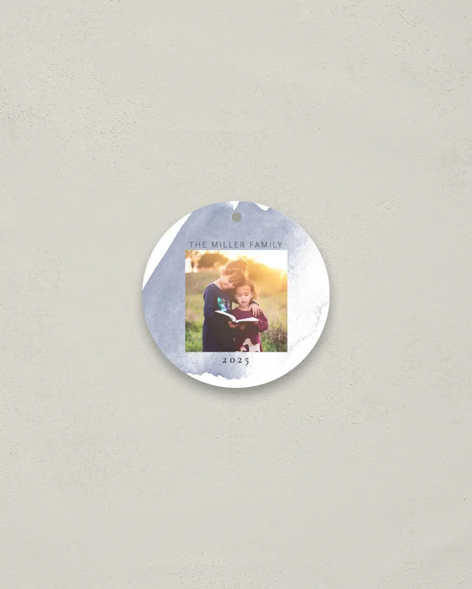 This is a 2¾" x 2¾" Metal Ornament called Full Photo with Watercolor printed in full color