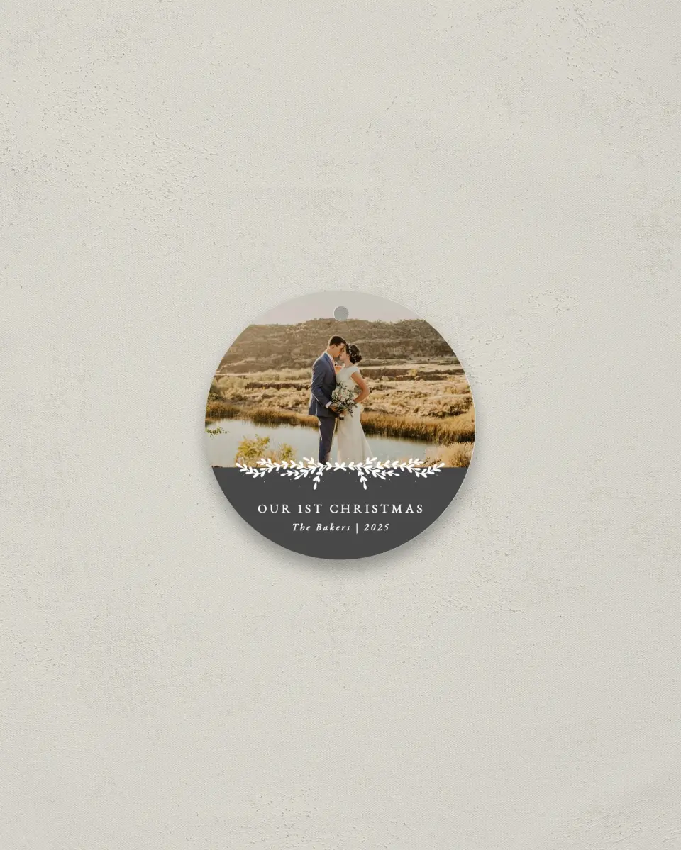 This is a 2¾" x 2¾" Wedding Metal Ornament called Garland Joy printed in full color