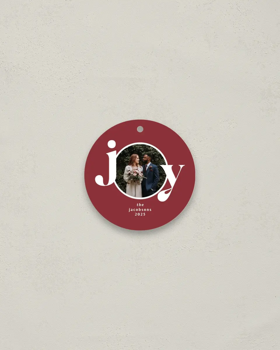 This is a 2¾" x 2¾" Wedding Metal Ornament called Classic Joy printed in full color