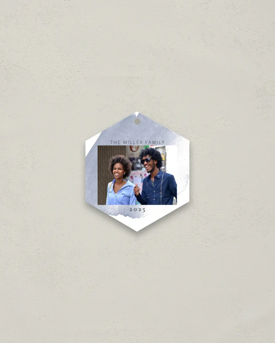 This is a 3" x 3" Wedding Metal Ornament called Full Photo with Watercolor printed in full color