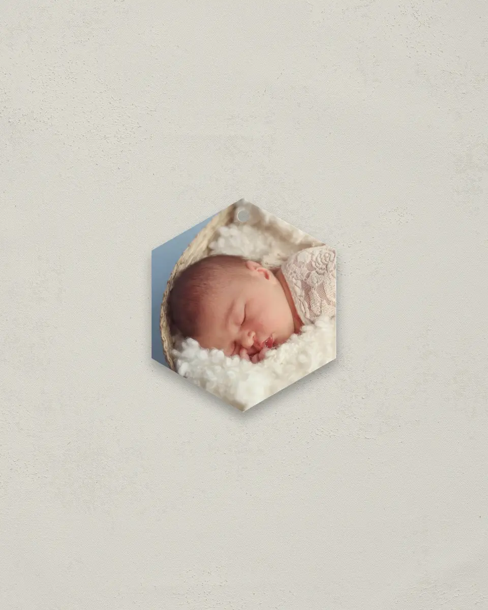 This is a 3" x 3" Metal Ornament called Full Photo printed in full color