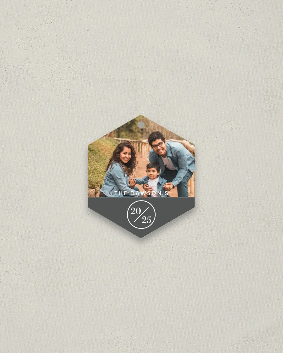 This is a 3" x 3" Metal Ornament called Full Photo with Color Bar printed in full color