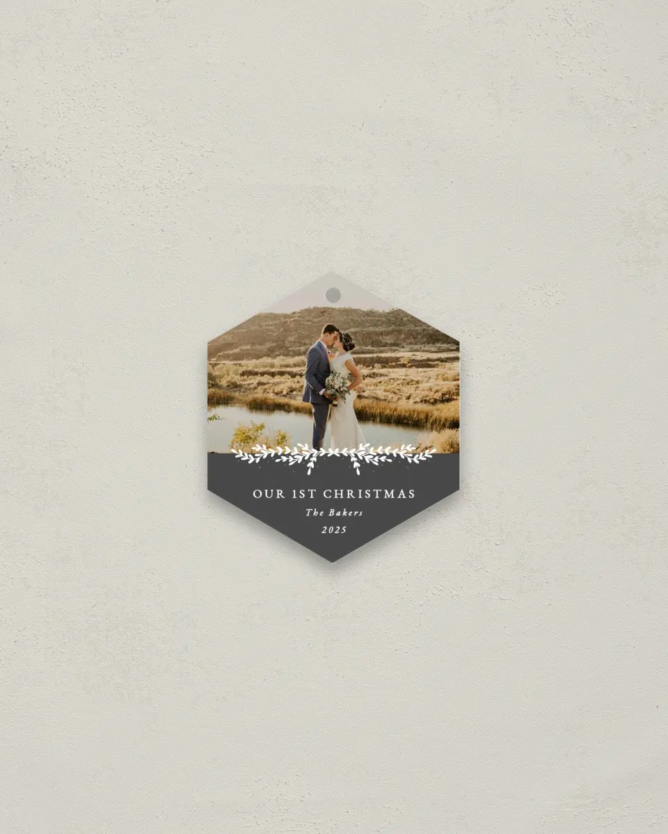 This is a 3" x 3" Wedding Metal Ornament called Garland Joy printed in full color