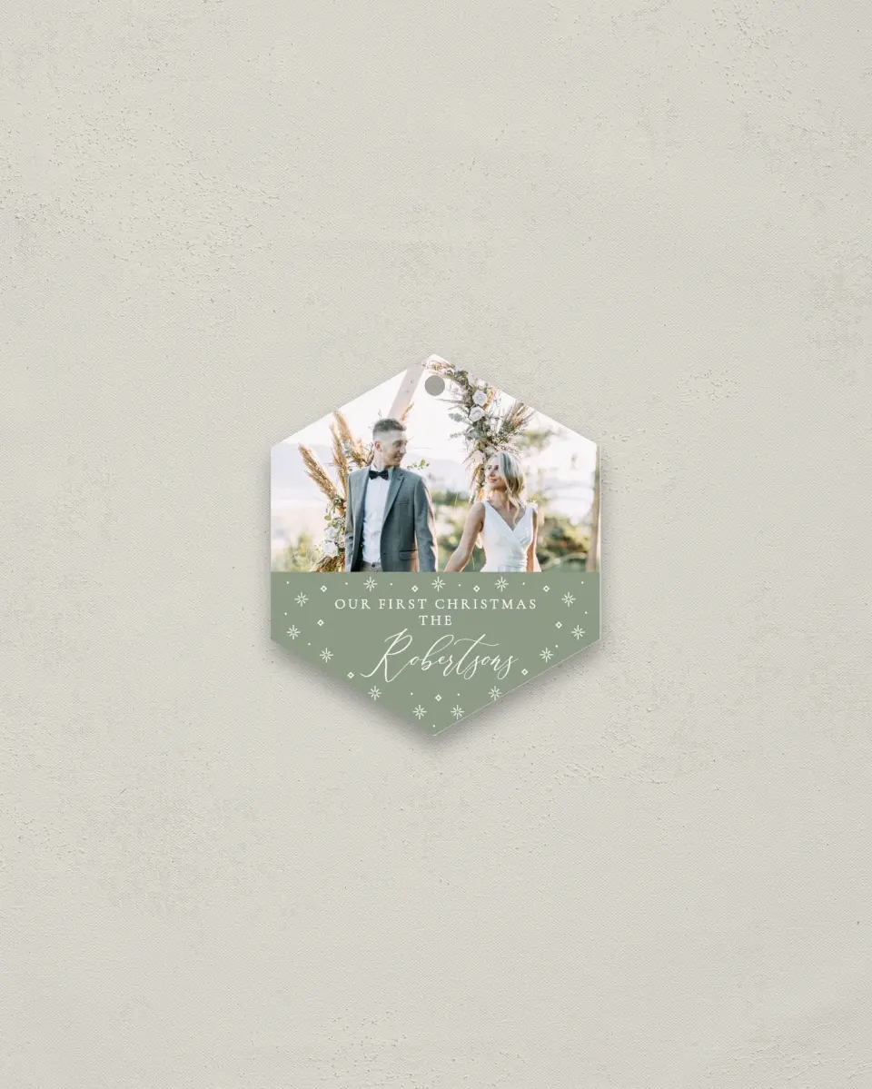 This is a 3" x 3" Wedding Metal Ornament called Elegant & Married printed in full color