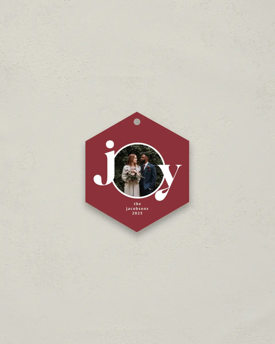 This is a 3" x 3" Wedding Metal Ornament called Classic Joy printed in full color