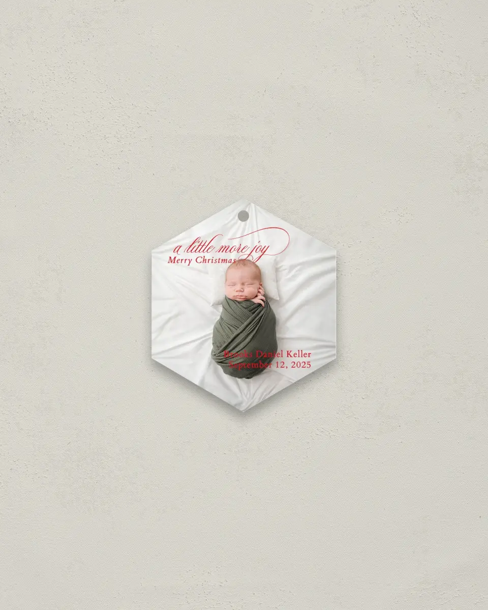 This is a 3" x 3" Wedding Metal Ornament called Little More Joy printed in full color