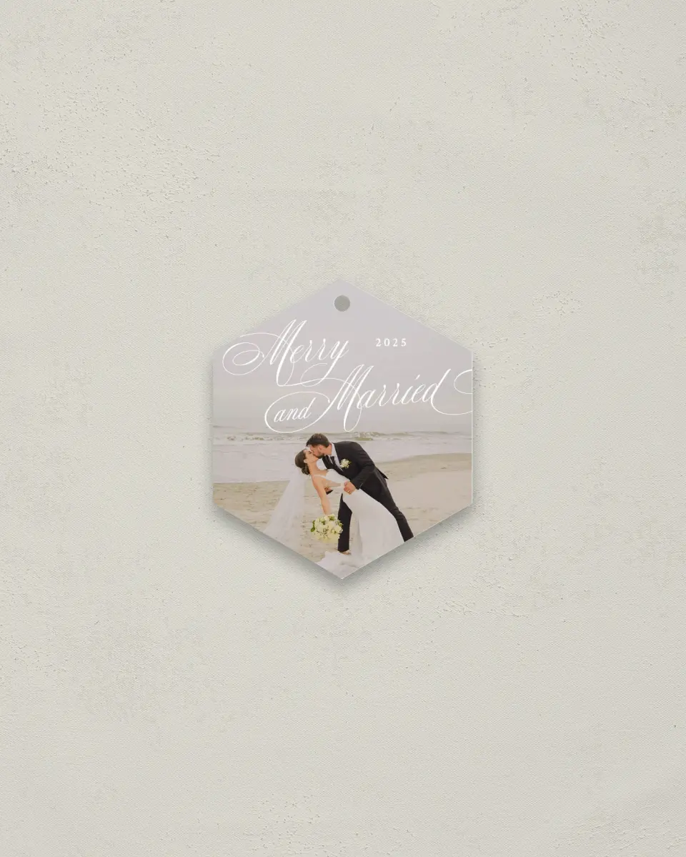 This is a 3" x 3" Wedding Metal Ornament called Grand Holiday printed in full color