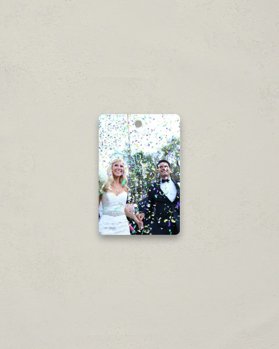 This is a 2" x 3" Wedding Metal Ornament called Full Photo printed in full color