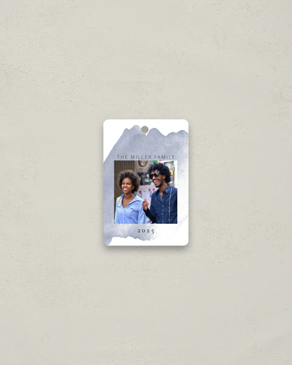 This is a 2" x 3" Wedding Metal Ornament called Full Photo with Watercolor printed in full color