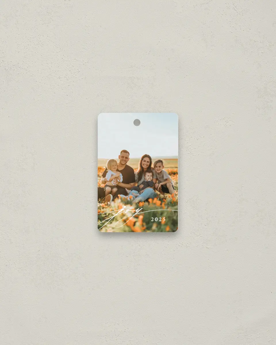 This is a 2" x 3" Metal Ornament called Joy to the World printed in full color