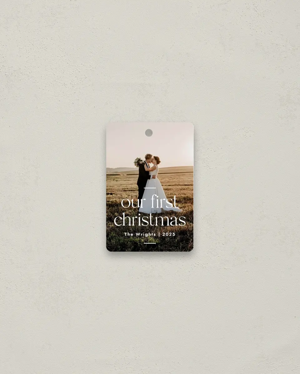 This is a 2" x 3" Wedding Metal Ornament called Newlywed Year printed in full color