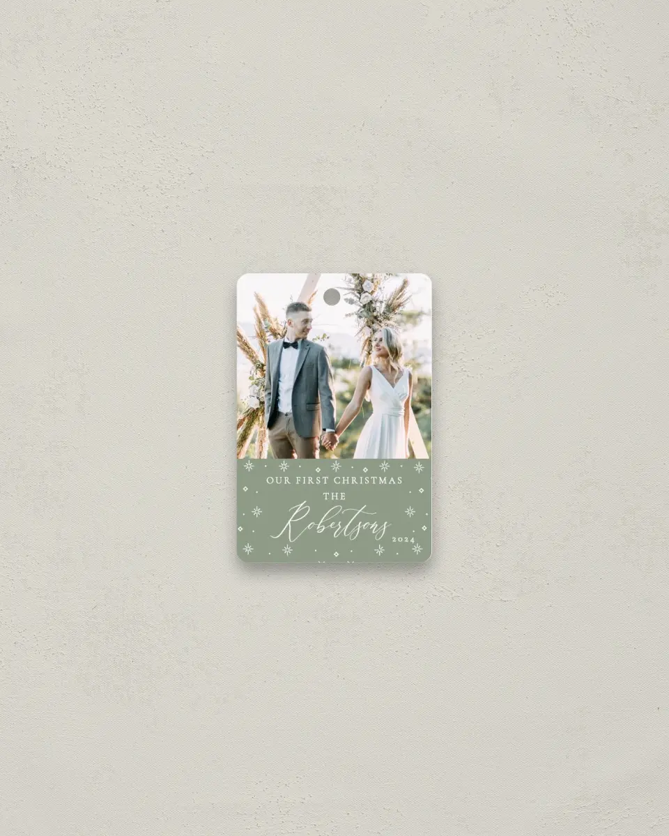 This is a 2" x 3" Wedding Metal Ornament called Elegant & Married printed in full color