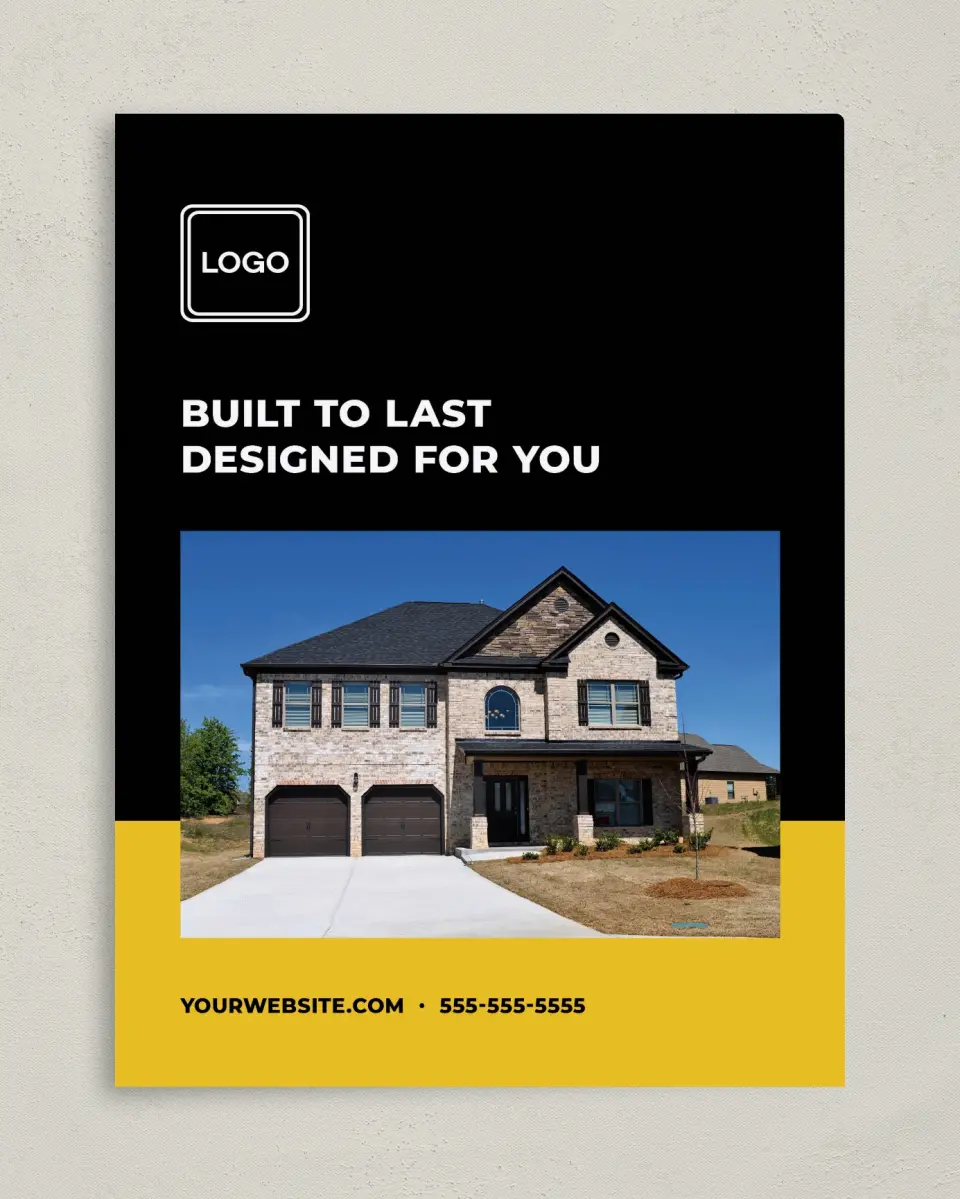 This is a 9" x 12" Custom Presentation Folders with Single Pocket called Bold Framework printed in full color on Gloss Finish paper