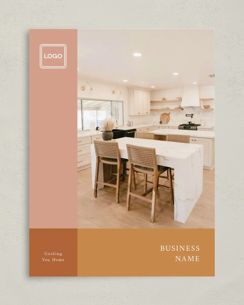 This is a 9" x 12" Custom Presentation Folders with Single Pocket called Modern Balance printed in full color on Gloss Finish paper