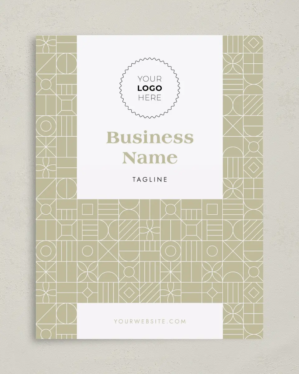 This is a 9" x 12" Custom Presentation Folders with Single Pocket called Geometric Grid printed in full color on Gloss Finish paper