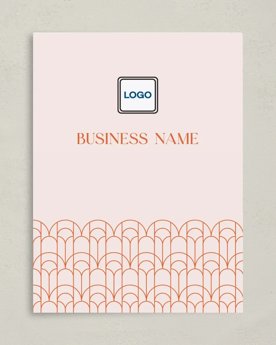 This is a 9" x 12" Custom Presentation Folders with Single Pocket called Arching Angles printed in full color on Gloss Finish paper