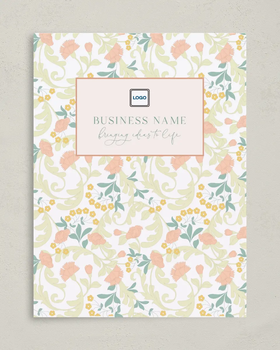 This is a 9" x 12" Custom Presentation Folders with Single Pocket called Ornate Charm printed in full color on Gloss Finish paper