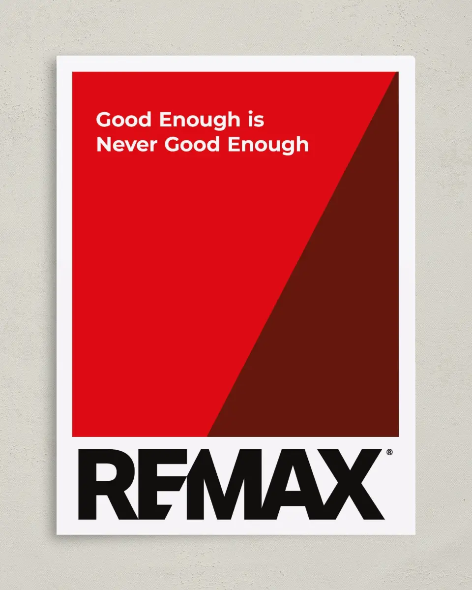 This is a 9" x 12" REMAX Presentation Folder called REMAX Stand-Out Agent printed in full color on Gloss Finish paper