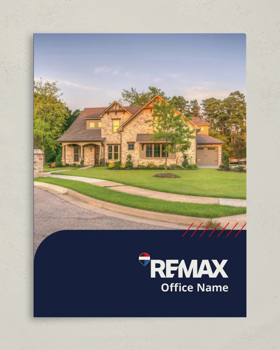 This is a 9" x 12" REMAX Presentation Folder called REMAX Arched Agent printed in full color on Gloss Finish paper