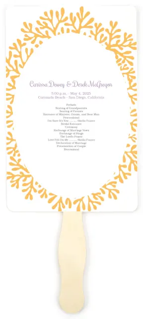 Watercolor Coral: Wedding Program Fans