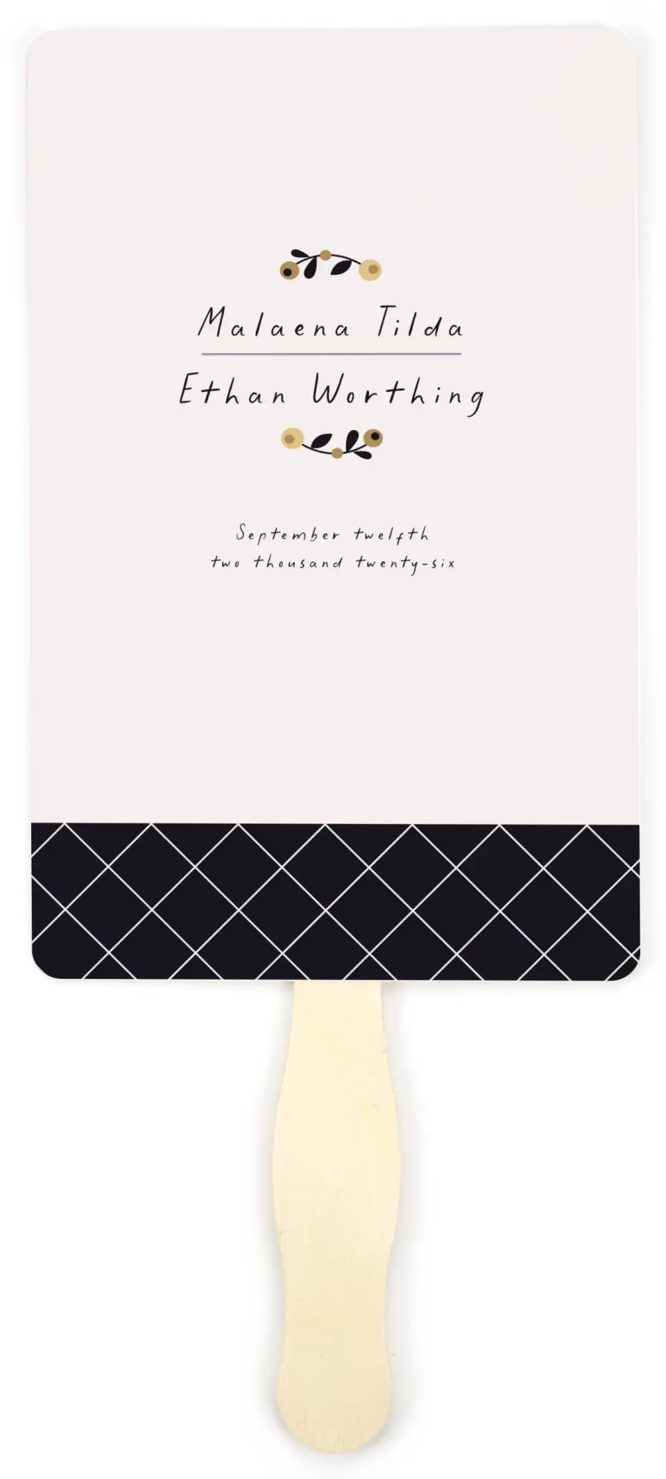 This is a 5" x 7⅞" Wedding Program Fan called An Autumn Affair printed in full color on Premium Smooth paper