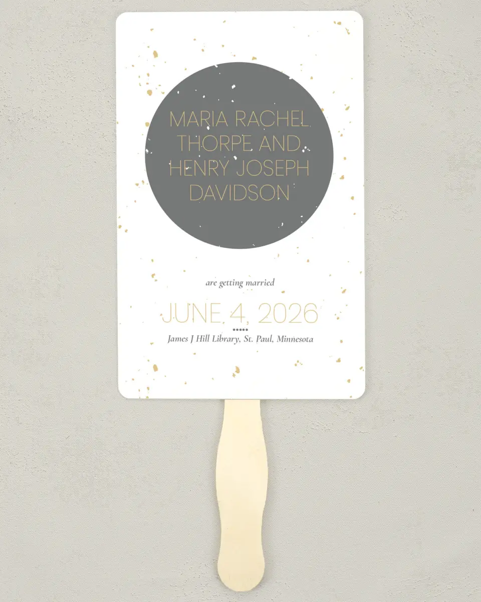 This is a 5" x 7⅞" Wedding Program Fan called Truly, Madly, Deeply printed in full color on Premium Smooth paper