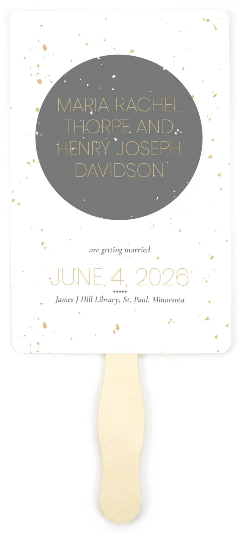 This is a 5" x 7⅞" Wedding Program Fan called Truly, Madly, Deeply printed in full color on Premium Smooth paper