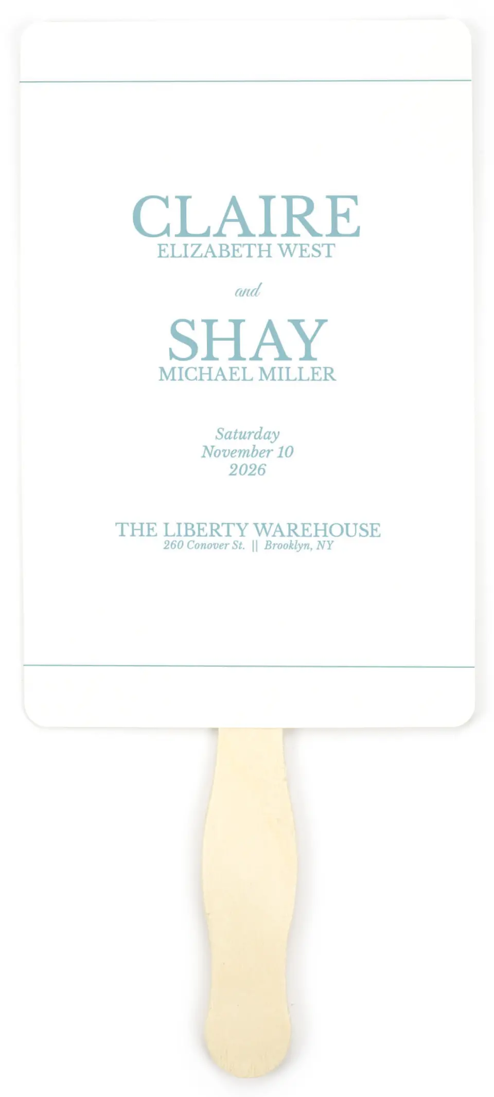 This is a 5" x 7⅞" Wedding Program Fan called Blissful Marble printed in full color on Premium Smooth paper